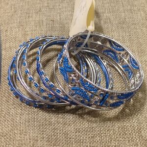 Blue And Silver Bangle Bracelet Set 12 NWT Kohl's Color